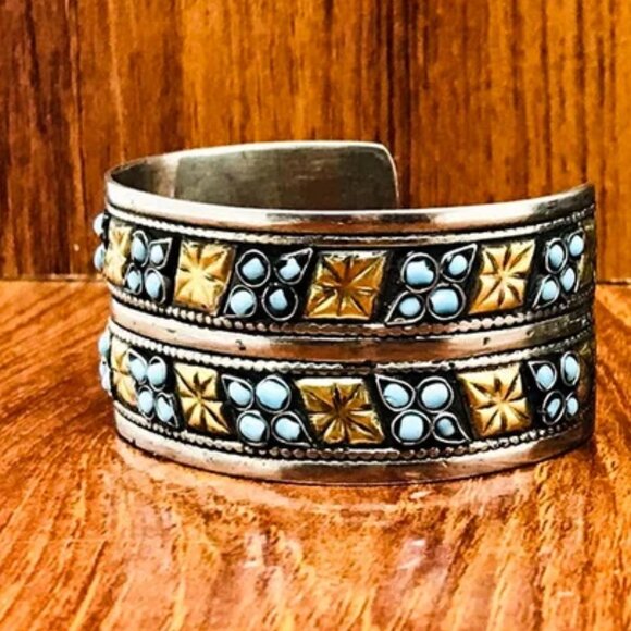 Single Vintage Tribal Cuff Bracelet Afghan Kuchi Cuff With Beads - Picture 6 of 9